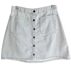 KIMCHI BLUE Urban Outfitters Gray White Stripe Button Front Mini Skirt Coastal 4